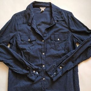 Black and White Polka Dot Buttoned Shirt